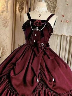 Classical Lolita JSK Dress Ink Green Ruffles Bows Sleeveless Polyester Lolita Jumper Skirt -AYA Cosplay Shop 007cbc7b 29b7 4286 8c29 54ea343727e9