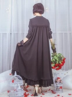 Classic Lolita OP One Piece Dress Stand Collar Long Sleeve Frills Ruffles White Lolita Dresses With Bows -AYA Cosplay Shop 01ebc1cc a919 4b4f 9aae 4b7543d2584b