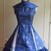 Classic Blue Qi Lolita Dress Sleevesless Lace Up Printed Satin -AYA Cosplay Shop 02989d21 e763 415b 8bad 940969322e7d