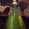 Prom Dress Victorian Dress Rococo Jacquard Dress Era Long Sleeves Green Vintage Dress With Hat -AYA Cosplay Shop 05676ebc ed7a 4cd2 9116 3dafde079168