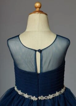 Dark Navy Flower Girl Dress With Flowers Sash Tulle Free Customization -AYA Cosplay Shop 057dd01c f6a5 442a 9e13 9cb92dc8dc54