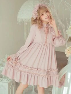 Classic Lolita One Piece Dress Solid Color Long Sleeve Vintage Lolita One Piece Dress -AYA Cosplay Shop 064e87ca 710c 4580 b029 85b8a302e6d8