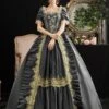 Victorian Dress Costumes Prom Dress Grey Retro Costumes Short Sleeves Square Neckline Lace Floral Marie Antoinette Rococo Dress -AYA Cosplay Shop 0979a9f2c3cb4286b208a0118e62f119