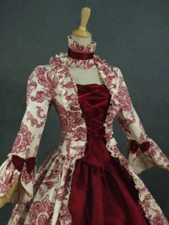 Victorian Dress Costume Prom Dress Baroque Costume Dark Red Lace Ruffles Floral Print Vintage Victorian Era Clothing With Choker Retro Outfits Halloween -AYA Cosplay Shop 0bdc85dd 8f2d 42c2 ad60 c609fb452901