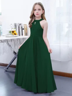 Lotus Pink Flower Girl Dress Chiffon Pleated Halter Sleeveless Kids Birthday Party Dresses -AYA Cosplay Shop 0db7be46dafd4e0789c6388e5d6cd665