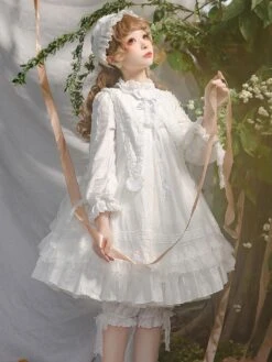 Gothic Lolita OP Dress Black Long Sleeves Lace Ruffles Polyester Lace Lolita One Piece Dress -AYA Cosplay Shop 0eeae08b 80e7 4f0a af17 c35b2b42f2f2