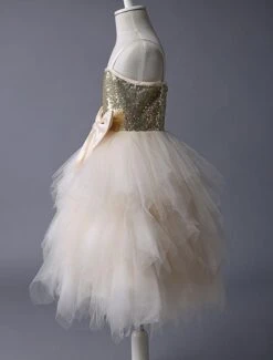 Thin Straps Gold Sequin Champagne Tulle Ruffle Flower Girl Dress -AYA Cosplay Shop 121d2eef 9fa9 49d6 b8b1 9158d0d8b116