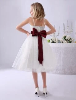 Ivory Flower Girl Dresses Spaghetti Straps Tutu Dress Lace Ribbon Bow Sash Short Kids Party Dress Milanoo -AYA Cosplay Shop 15a60230 2746 4cfe aebe 9d7edff590d5