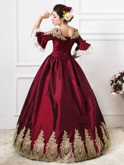 Prom Dress Victorian Dress Rococo Ruffles Bell Print Ball Gown Half Sleeves Burgundy Retro Dress Halloween -AYA Cosplay Shop 15e47085 609f 4155 b887 45e0d8dd7c00