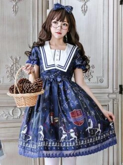 Sweet Lolita OP Dress Royal Trojan Bow Print Chiffon Burgundy Lolita One Piece Dress -AYA Cosplay Shop 173baccf 07aa 40d6 8a57 d908704b78a7