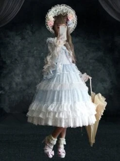 Sweet Lolita OP Dress Retro Lolita Wedding Dress 4-Piece Set Baby Blue Ruffles Long Sleeve Lolita One Piece Dresses Outfit -AYA Cosplay Shop 190ada9b c7d8 4e21 b67f 26fc330267ca