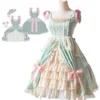 JSK Lolitashow Exclusive Sweet Lolita Dress Lace Ruffles Jacquard Sleeveless Daily Cacsual Dress -AYA Cosplay Shop 1c66b3c7ae354c948e6a4a61a5375ca8