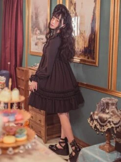Classic Lolita One Piece Dress Solid Color Long Sleeve Vintage Lolita One Piece Dress -AYA Cosplay Shop 1e0fda0e c252 419a bda3 2b9f4946374b