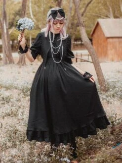 Classic Lolita OP One Piece Dress Stand Collar Long Sleeve Frills Ruffles White Lolita Dresses With Bows -AYA Cosplay Shop 1e1b88f6 4d61 48f9 a303 ca808794dc4a