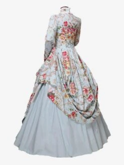 Victorian Dress Prom Dress Satin Light Sky Blue Floral Print Marie Antoinette Ball Gown Trumpet Long Sleeves Rococo Dress With Choker -AYA Cosplay Shop 1e849aa5 5f1b 4bd8 aa49 caba23edc20e