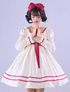 Lolitashow Exclusive Sweet Lolita Dress Polyester Long Sleeves Polyester Summer Tea Party Dress -AYA Cosplay Shop 1f08f030b1614af4923841faff4af78d