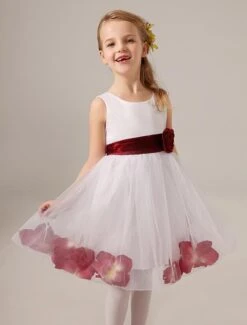 White Jewel Neck Knee-Length Flower Tulle Flower Girl Dress -AYA Cosplay Shop 1f22d819 a9c8 4f93 abc6 a2df30473dd0