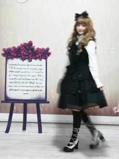 Lolitashow Cotton Black Sleeveless Gothic Lolita Dress -AYA Cosplay Shop 20121102152758135wyDgoX