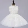 Flower Girl Dress White Toddler Pageant Tutu Dress With Lace Flower Applique -AYA Cosplay Shop 201608021617583095464