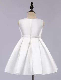 Satin Flower Girl Dress Toddlers Knee Length Dress Princess Sleeveless Pageant Dress -AYA Cosplay Shop 201608021617599197072