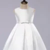 Satin Flower Girl Dress Toddlers Knee Length Dress Princess Sleeveless Pageant Dress -AYA Cosplay Shop 201608021618000454498