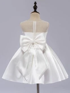 White Flower Girl Dress Tutu Toddlers Knee Length Satin Pageant Dinner Dress -AYA Cosplay Shop 201608021618002581742
