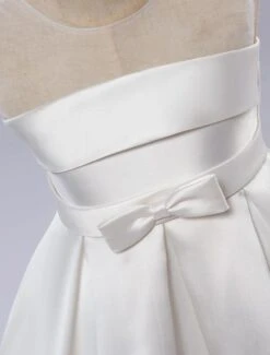 White Flower Girl Dress Tutu Toddlers Knee Length Satin Pageant Dinner Dress -AYA Cosplay Shop 201608021618003148212