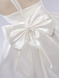 White Flower Girl Dress Tutu Toddlers Knee Length Satin Pageant Dinner Dress -AYA Cosplay Shop 201608021618004303055