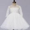 Long Sleeves Flower Girl Dress Illusion Neck Toddler's Tutu Dress With Lace Applique -AYA Cosplay Shop 201608021618007209842
