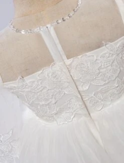 Long Sleeves Flower Girl Dress Illusion Neck Toddler's Tutu Dress With Lace Applique -AYA Cosplay Shop 201608021618010271028