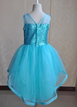 Toddler's Cinderella Dress High-low Blue Pageant Dress Ball Gown Princess Sequin Knee-length Dress -AYA Cosplay Shop 201608021626311656024