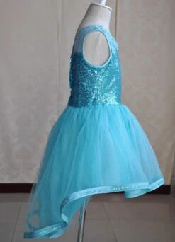 Toddler's Cinderella Dress High-low Blue Pageant Dress Ball Gown Princess Sequin Knee-length Dress -AYA Cosplay Shop 201608021626312385942