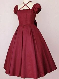 Classic Lolita Dress OP Dark Navy Short Sleeve Cotton Lolita One Piece Dress -AYA Cosplay Shop 201706281139420968514