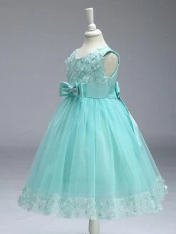 Flower Girl Dresses Princess Lilac Purple Lace Tulle Ribbon Bows Kids Tutu Party Dress -AYA Cosplay Shop 201707201117126604061