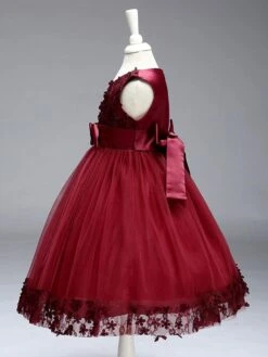 Flower Girl Dresses Princess Lilac Purple Lace Tulle Ribbon Bows Kids Tutu Party Dress -AYA Cosplay Shop 201707201117240886082