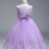 Flower Girl Dresses Princess Lilac Purple Lace Tulle Ribbon Bows Kids Tutu Party Dress