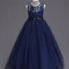 Flower Girl Dresses Princess Dark Navy Tutu Dress Sleeveless Lace Tulle Kids Pageant Dresses -AYA Cosplay Shop 201708251332123004953