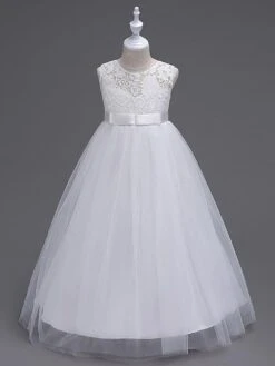 Flower Girl Dresses Princess Dark Navy Tutu Dress Sleeveless Lace Tulle Kids Pageant Dresses -AYA Cosplay Shop 201708251332130151284