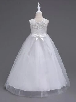 Flower Girl Dresses Princess Dark Navy Tutu Dress Sleeveless Lace Tulle Kids Pageant Dresses -AYA Cosplay Shop 201708251332132062793