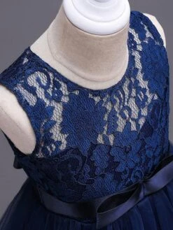 Flower Girl Dresses Princess Dark Navy Tutu Dress Sleeveless Lace Tulle Kids Pageant Dresses -AYA Cosplay Shop 201708251332137776784