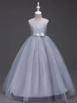 Flower Girl Dresses Princess Dark Navy Tutu Dress Sleeveless Lace Tulle Kids Pageant Dresses -AYA Cosplay Shop 201708251332143687878