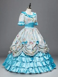 Prom Dress Victorian Dress Rococo Royal Lace Trim Ruffles Printed Long Vintage Party Dress Halloween -AYA Cosplay Shop 201708251744381123659