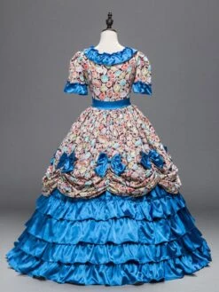 Prom Dress Victorian Dress Rococo Royal Lace Trim Ruffles Printed Long Vintage Party Dress Halloween -AYA Cosplay Shop 201708251744391372544