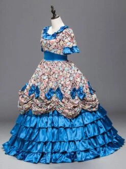 Prom Dress Victorian Dress Rococo Royal Lace Trim Ruffles Printed Long Vintage Party Dress Halloween -AYA Cosplay Shop 201708251744395244064