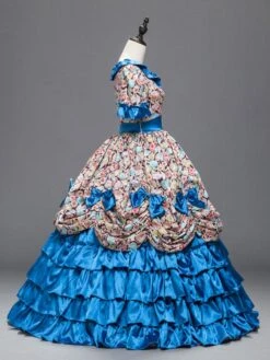 Prom Dress Victorian Dress Rococo Royal Lace Trim Ruffles Printed Long Vintage Party Dress Halloween -AYA Cosplay Shop 201708251744398964644