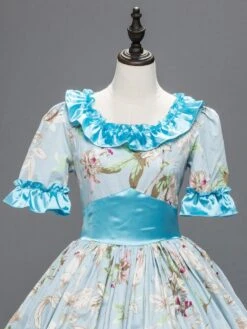 Prom Dress Victorian Dress Rococo Royal Lace Trim Ruffles Printed Long Vintage Party Dress Halloween -AYA Cosplay Shop 201708251744406272904