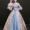 Victorian Dress Costume Prom Dress Rococo Vintage Victorian Era Outfits Illusion Blue Jacquard Retro Ball Gown Costumes Halloween -AYA Cosplay Shop 201709301545306602496