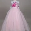 Princess Flower Girl Dresses Tulle Soft Pink Kids Pageant Dress Printed Bow Long Party Dress With Train -AYA Cosplay Shop 201710231800551862417