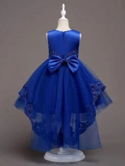 Flower Girl Dresses Baby Blue Lace Tulle Princess Tutu Embroidered Kids Ball Gown Dress -AYA Cosplay Shop 201712201120426585699