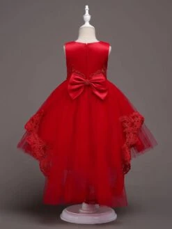 Flower Girl Dresses Baby Blue Lace Tulle Princess Tutu Embroidered Kids Ball Gown Dress -AYA Cosplay Shop 201712201120432891767